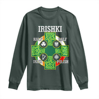 Irishki Half Irish Half Polish Long Sleeve Shirt Celtic Cross St Patricks