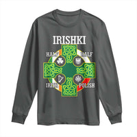 Irishki Half Irish Half Polish Long Sleeve Shirt Celtic Cross St Patricks