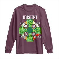 Irishki Half Irish Half Polish Long Sleeve Shirt Celtic Cross St Patricks