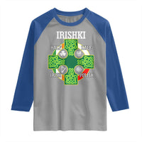 Irishki Half Irish Half Polish Raglan Shirt Celtic Cross St Patricks