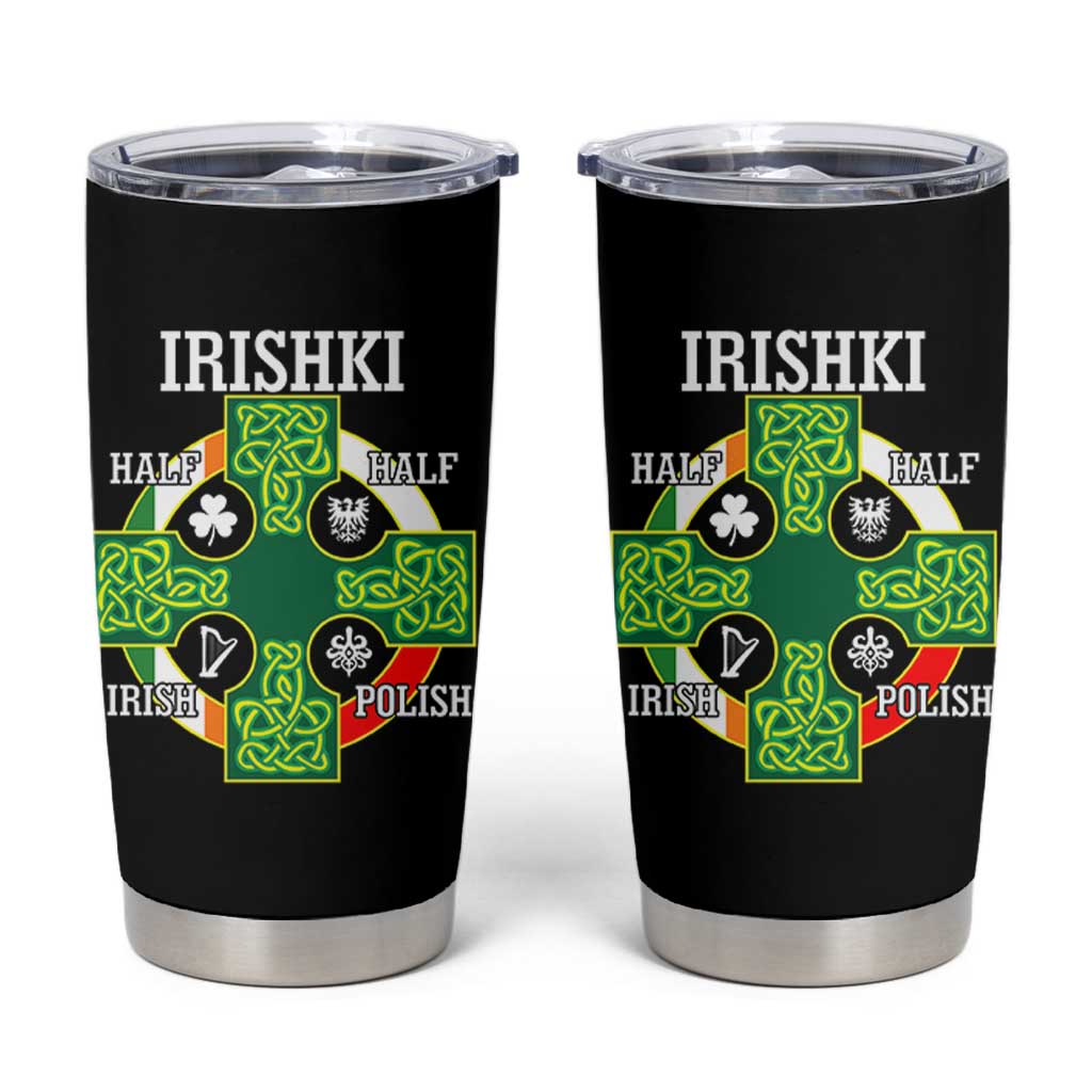 Irishki Half Irish Half Polish Tumbler Cup Celtic Cross St Patricks