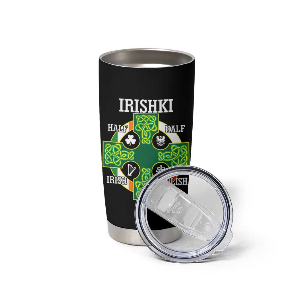 Irishki Half Irish Half Polish Tumbler Cup Celtic Cross St Patricks