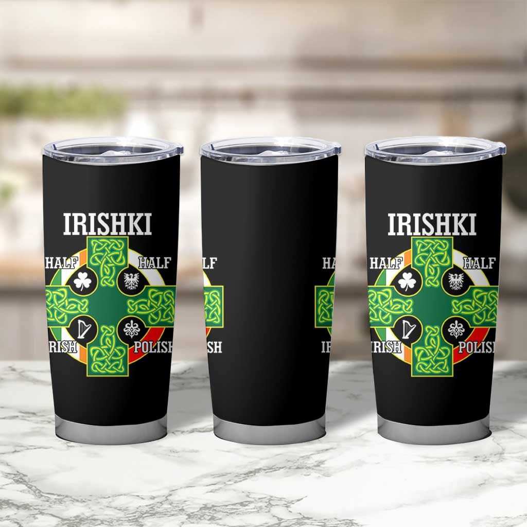 Irishki Half Irish Half Polish Tumbler Cup Celtic Cross St Patricks