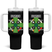 Irishki Half Irish Half Polish Tumbler With Handle Celtic Cross St Patricks