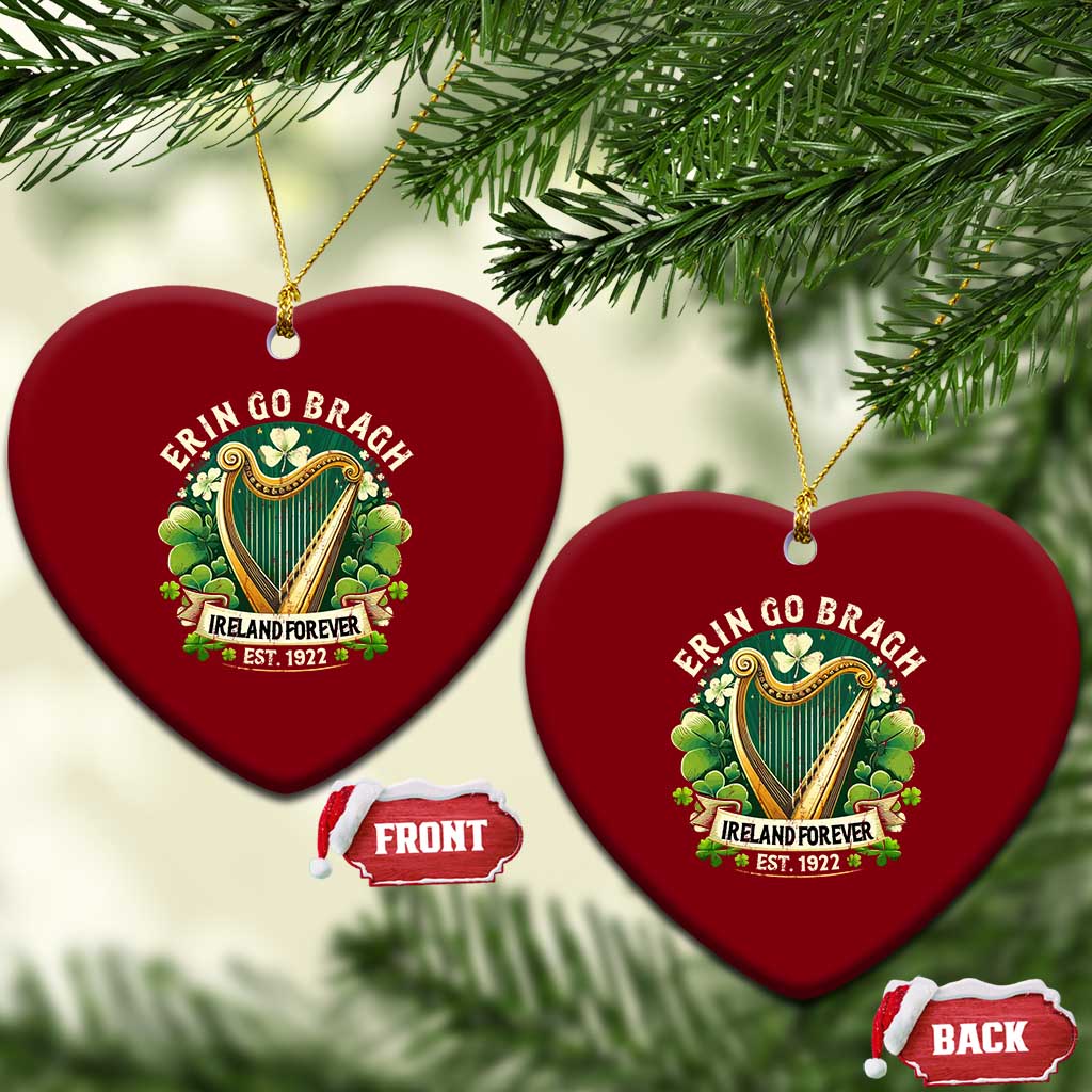 Irish Pride Ceramic Ornament Ireland Forever Erin Go Bragh Est 1922 Harp Shamrock - Wonder Print Shop