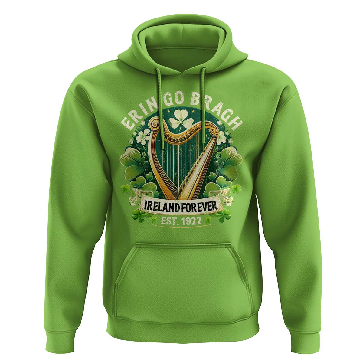 Irish Pride Hoodie Ireland Forever Erin Go Bragh Est 1922 Harp Shamrock