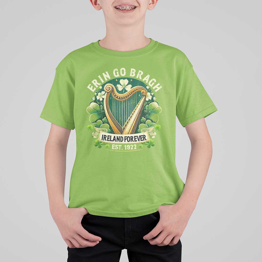 Irish Pride T Shirt For Kid Ireland Forever Erin Go Bragh Est 1922 Harp Shamrock