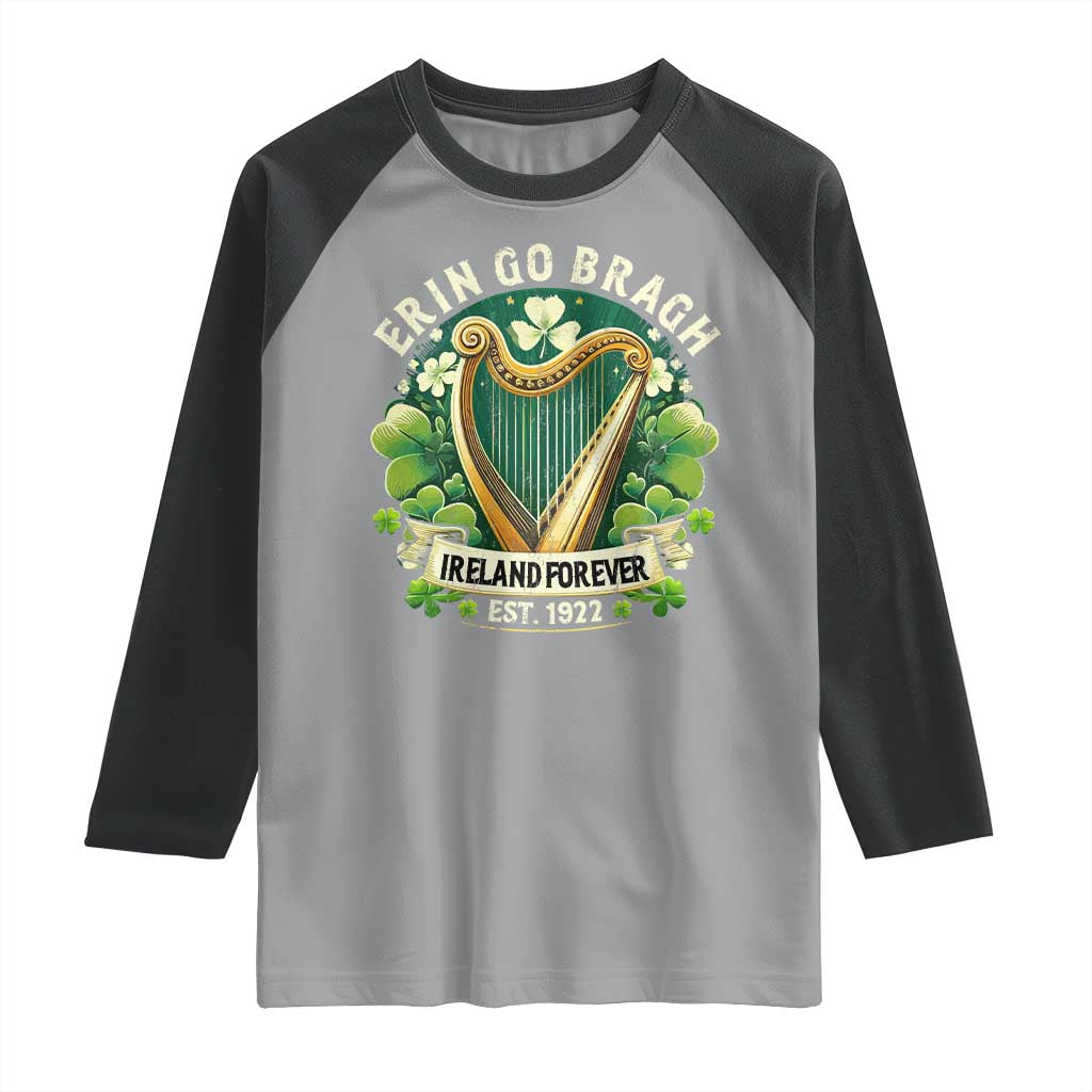 Irish Pride Raglan Shirt Ireland Forever Erin Go Bragh Est 1922 Harp Shamrock
