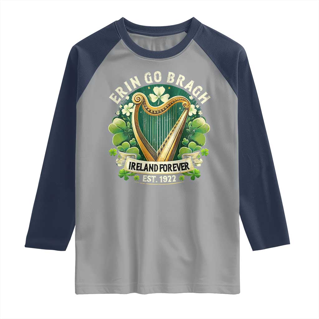 Irish Pride Raglan Shirt Ireland Forever Erin Go Bragh Est 1922 Harp Shamrock