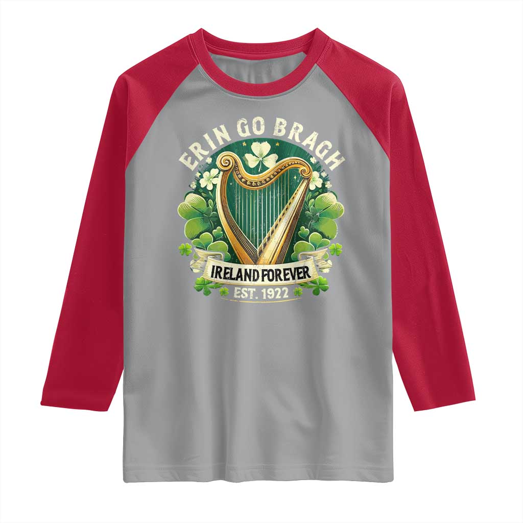 Irish Pride Raglan Shirt Ireland Forever Erin Go Bragh Est 1922 Harp Shamrock