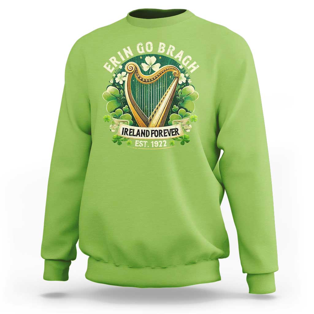 Irish Pride Sweatshirt Ireland Forever Erin Go Bragh Est 1922 Harp Shamrock