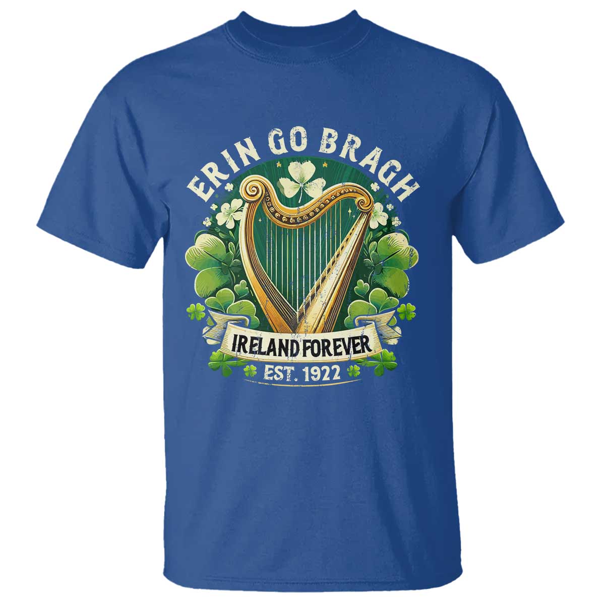 Irish Pride T Shirt Ireland Forever Erin Go Bragh Est 1922 Harp Shamrock