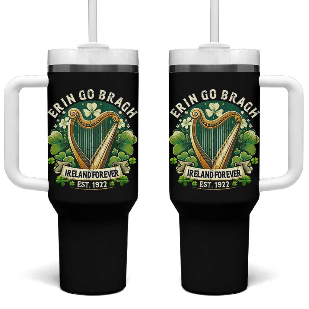 Irish Pride Tumbler With Handle Ireland Forever Erin Go Bragh Est 1922 Harp Shamrock