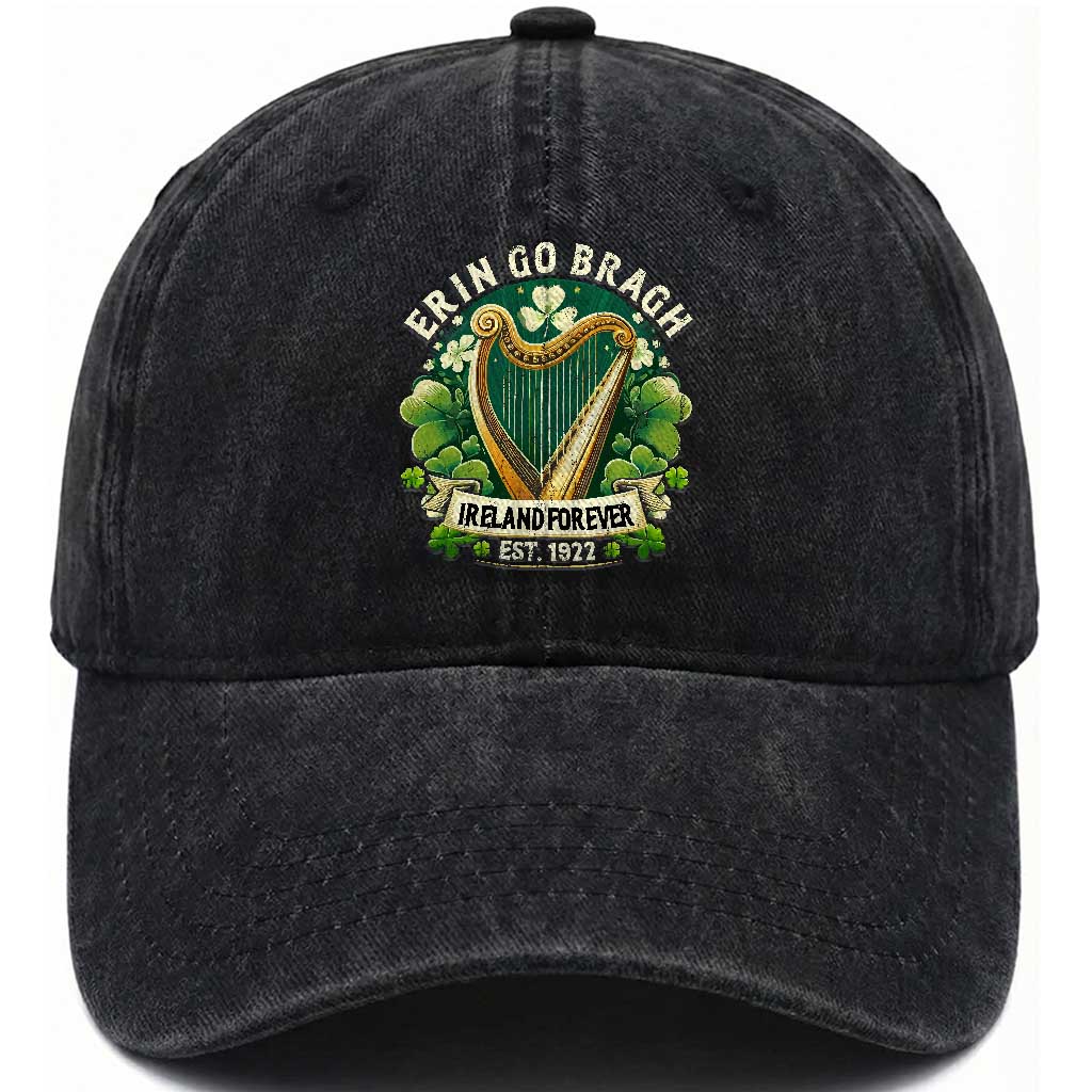 Irish Pride Washed Cotton Baseball Cap Ireland Forever Erin Go Bragh Est 1922 Harp Shamrock