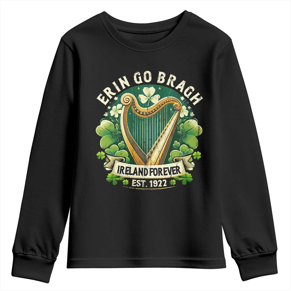 Irish Pride Youth Sweatshirt Ireland Forever Erin Go Bragh Est 1922 Harp Shamrock