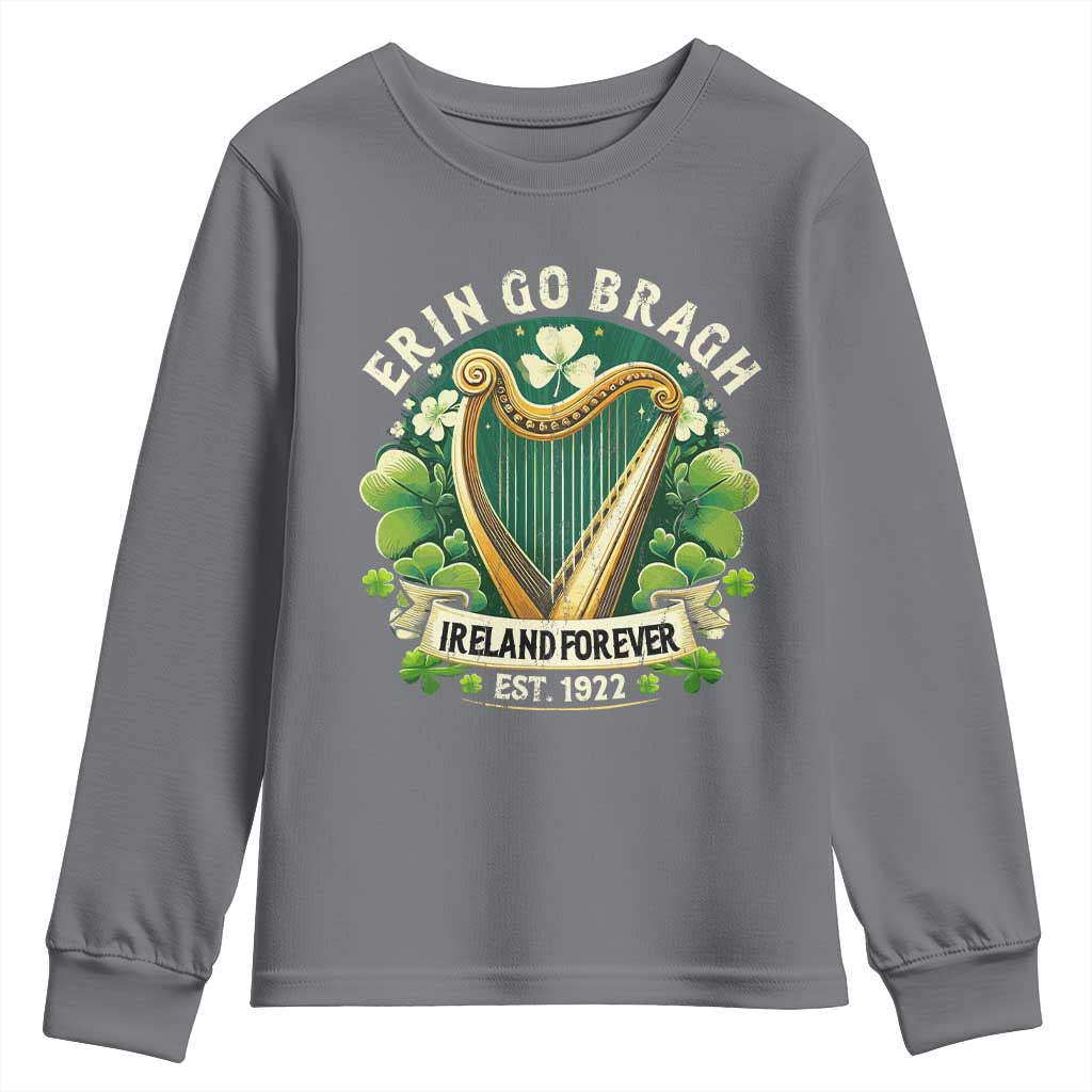 Irish Pride Youth Sweatshirt Ireland Forever Erin Go Bragh Est 1922 Harp Shamrock