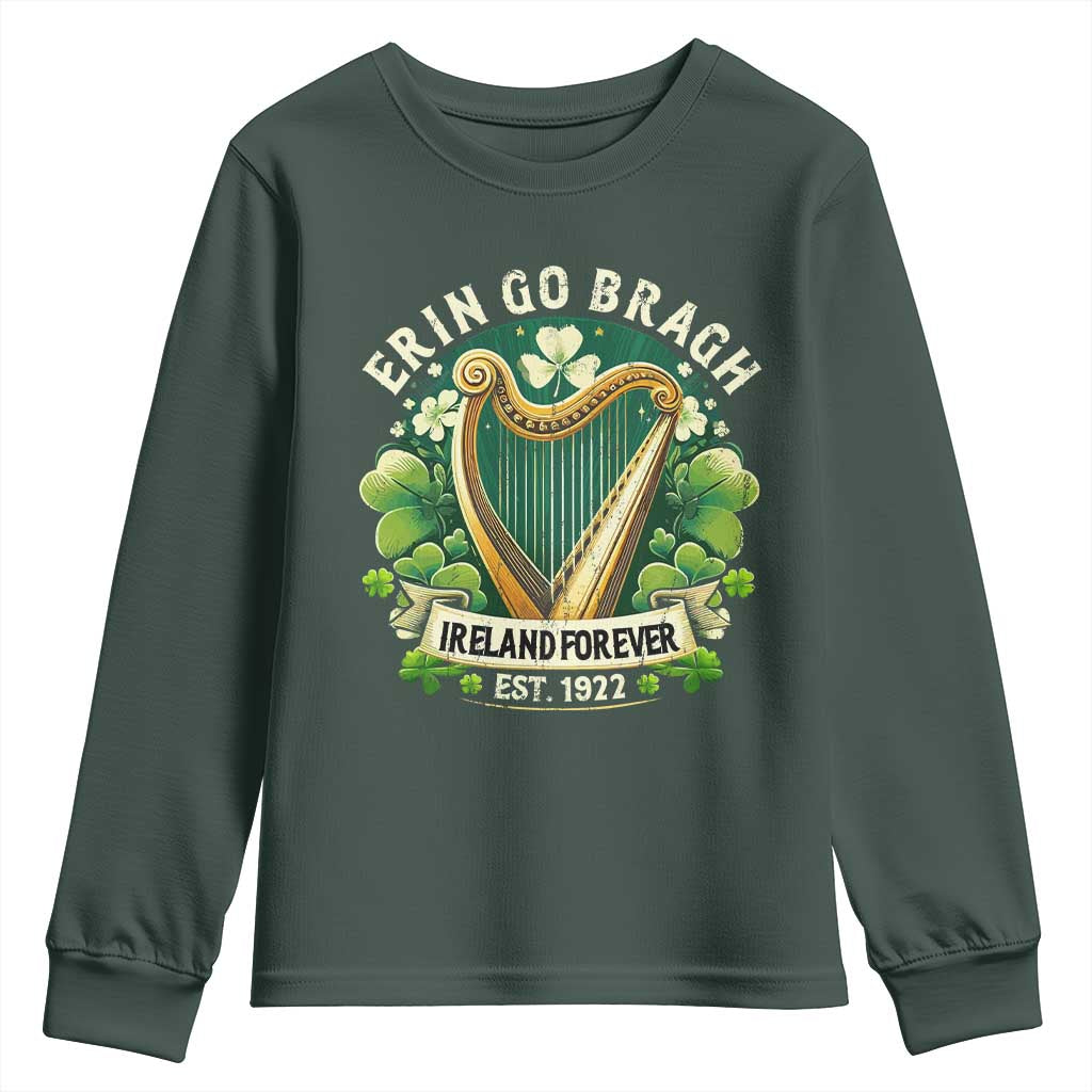 Irish Pride Youth Sweatshirt Ireland Forever Erin Go Bragh Est 1922 Harp Shamrock