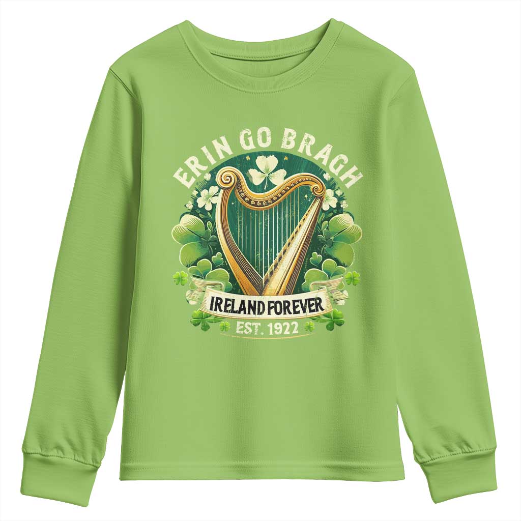 Irish Pride Youth Sweatshirt Ireland Forever Erin Go Bragh Est 1922 Harp Shamrock