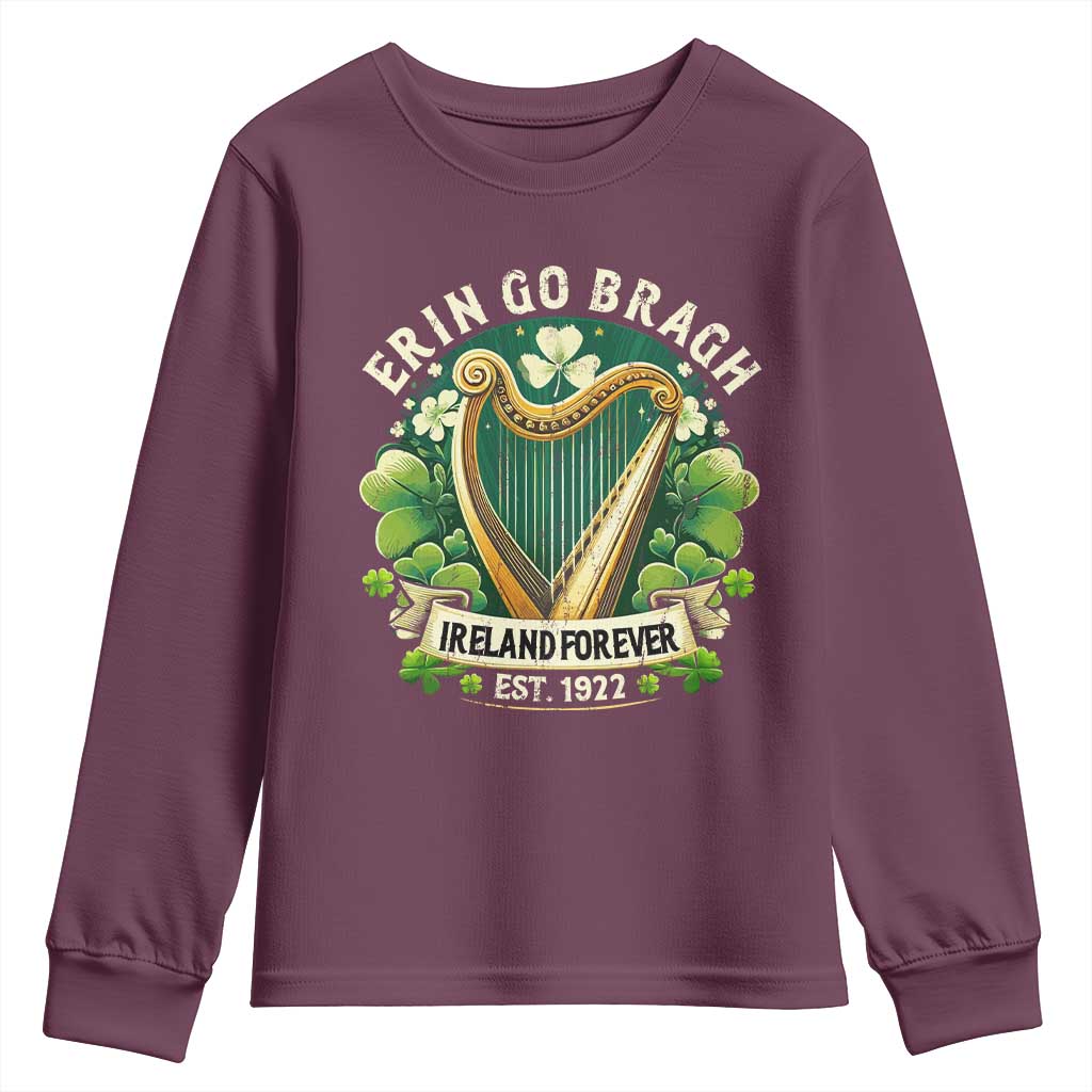 Irish Pride Youth Sweatshirt Ireland Forever Erin Go Bragh Est 1922 Harp Shamrock