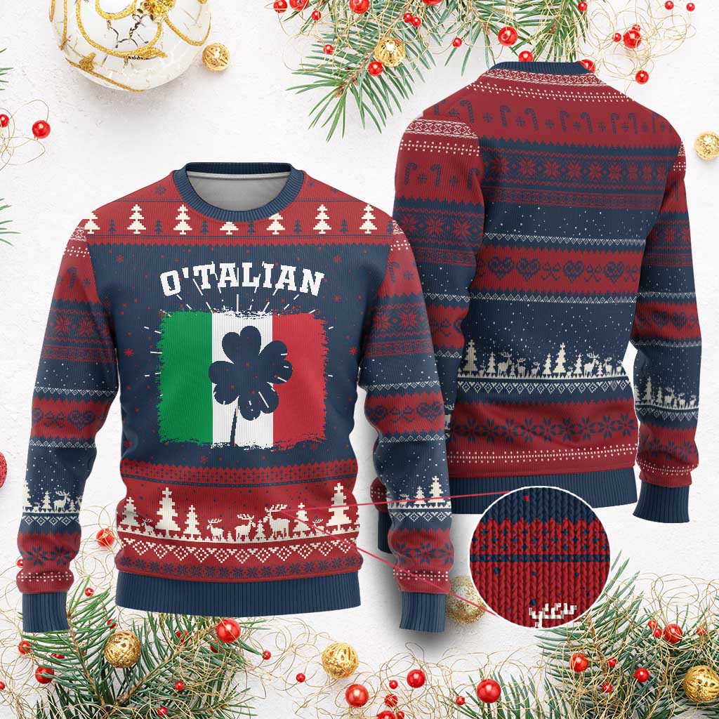 Funny Irish Italian St. Patrick's Day O'Talian Knitted Sweatshirt - Wonder Print Shop