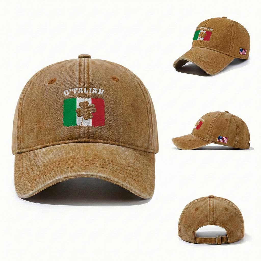 Funny Irish Italian St. Patrick's Day O'Talian Washed Cotton Baseball Cap