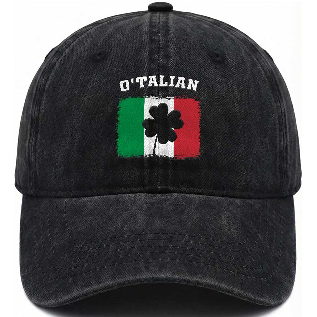 Funny Irish Italian St. Patrick's Day O'Talian Washed Cotton Baseball Cap
