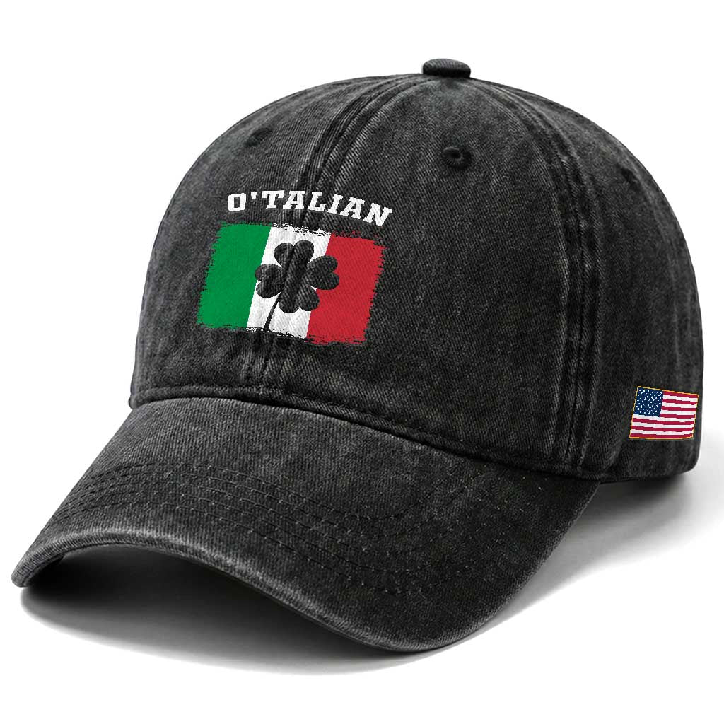 Funny Irish Italian St. Patrick's Day O'Talian Washed Cotton Baseball Cap