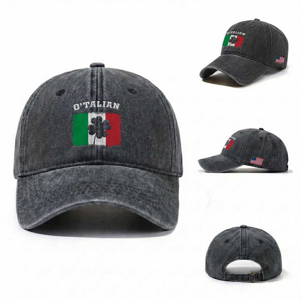 Funny Irish Italian St. Patrick's Day O'Talian Washed Cotton Baseball Cap
