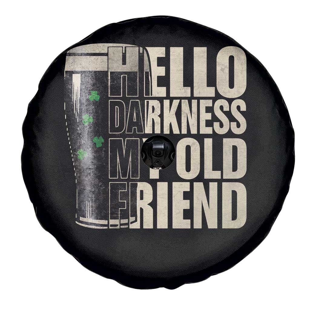 Funny St Patrick's Day Black Irish Beer Spare Tire Cover Hello Darkness My Old Friend Shamrock