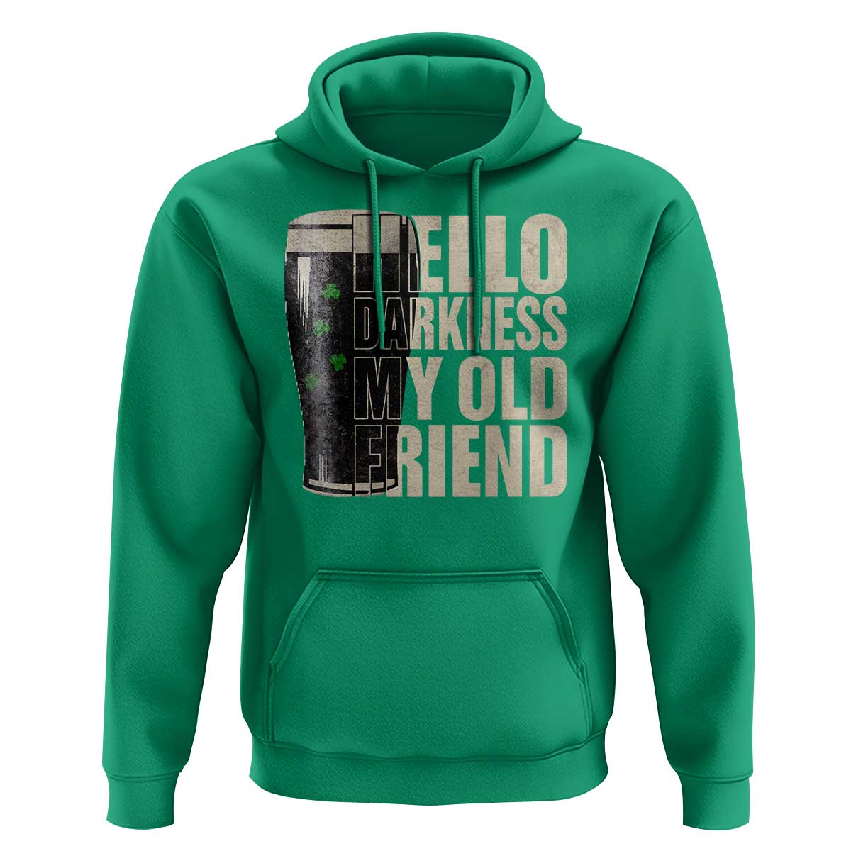 Funny St Patrick's Day Black Irish Beer Hoodie Hello Darkness My Old Friend Shamrock