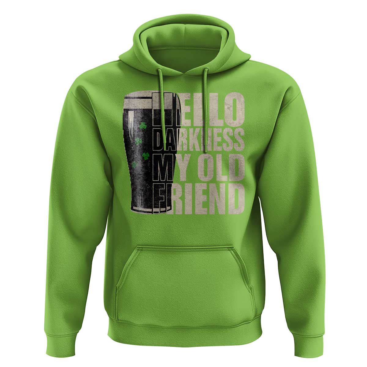 Funny St Patrick's Day Black Irish Beer Hoodie Hello Darkness My Old Friend Shamrock
