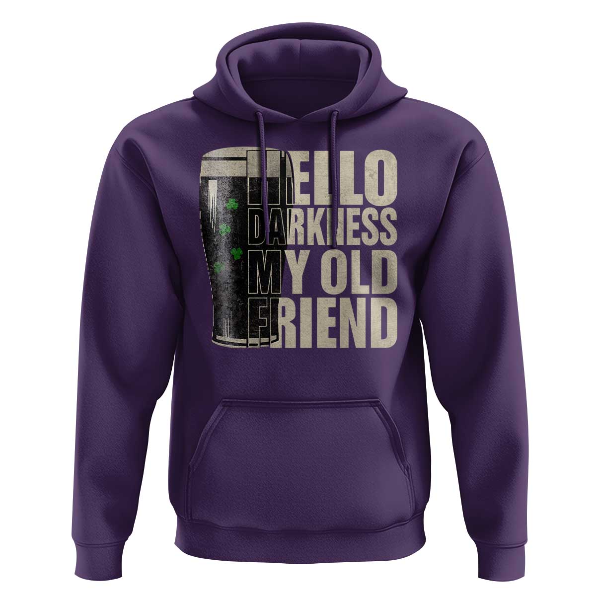 Funny St Patrick's Day Black Irish Beer Hoodie Hello Darkness My Old Friend Shamrock