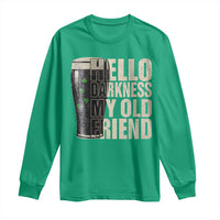 Funny St Patrick's Day Black Irish Beer Long Sleeve Shirt Hello Darkness My Old Friend Shamrock