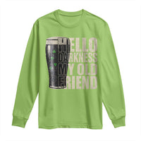 Funny St Patrick's Day Black Irish Beer Long Sleeve Shirt Hello Darkness My Old Friend Shamrock