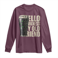 Funny St Patrick's Day Black Irish Beer Long Sleeve Shirt Hello Darkness My Old Friend Shamrock