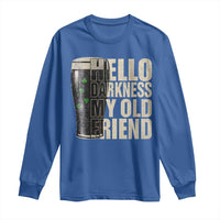 Funny St Patrick's Day Black Irish Beer Long Sleeve Shirt Hello Darkness My Old Friend Shamrock