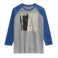 Funny St Patrick's Day Black Irish Beer Raglan Shirt Hello Darkness My Old Friend Shamrock
