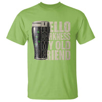 Funny St Patrick's Day Black Irish Beer T Shirt Hello Darkness My Old Friend Shamrock