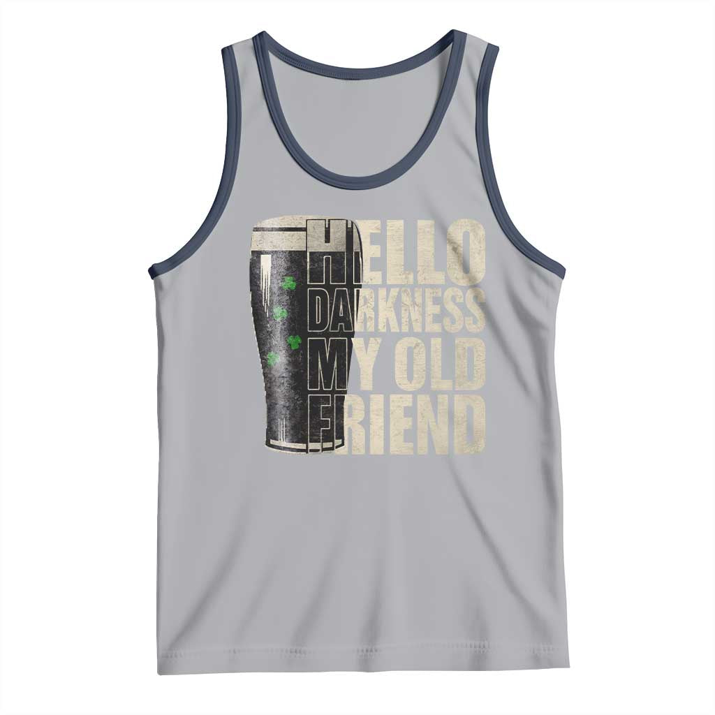 Funny St Patrick's Day Black Irish Beer Tank Top Hello Darkness My Old Friend Shamrock