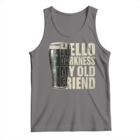 Funny St Patrick's Day Black Irish Beer Tank Top Hello Darkness My Old Friend Shamrock