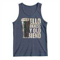 Funny St Patrick's Day Black Irish Beer Tank Top Hello Darkness My Old Friend Shamrock