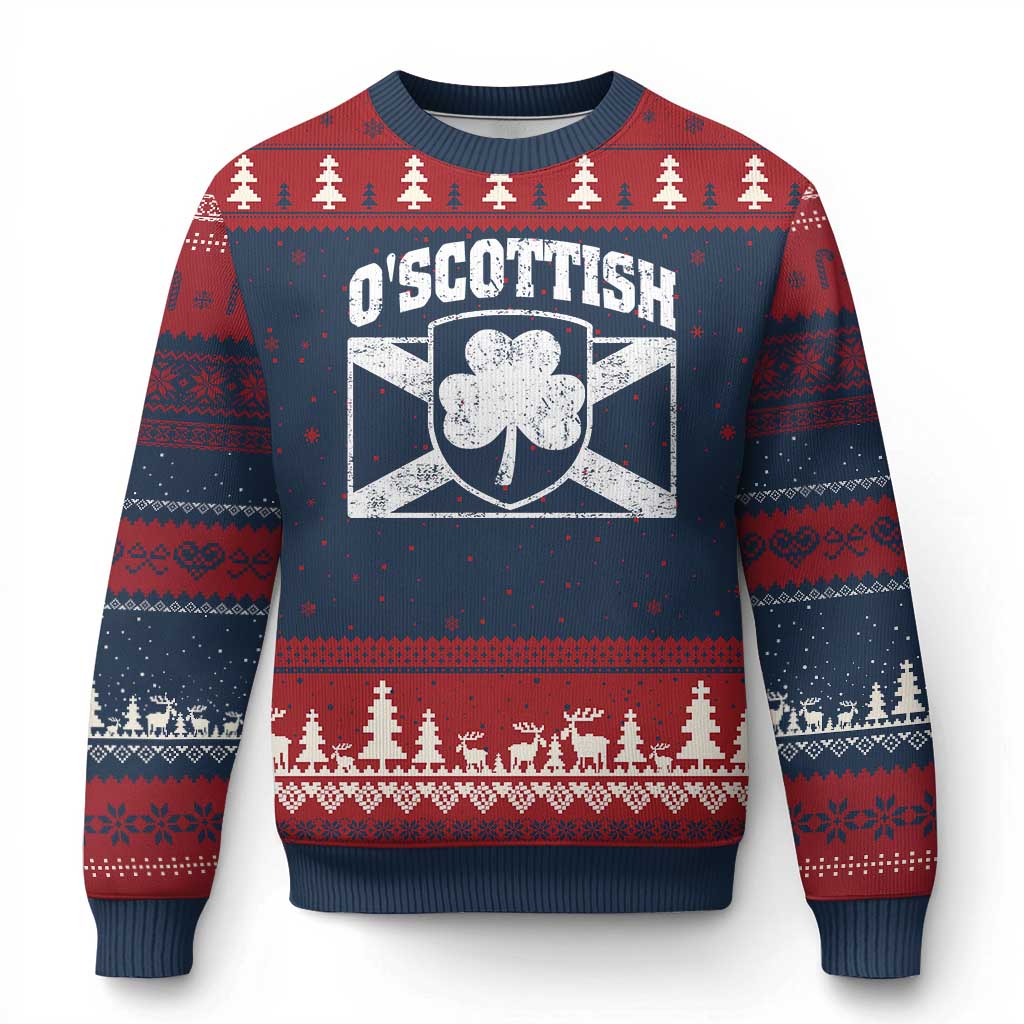 Irish-Scots Irish Scottish Ugly Christmas Sweater O'Scottish Vintage Shamrock - Wonder Print Shop