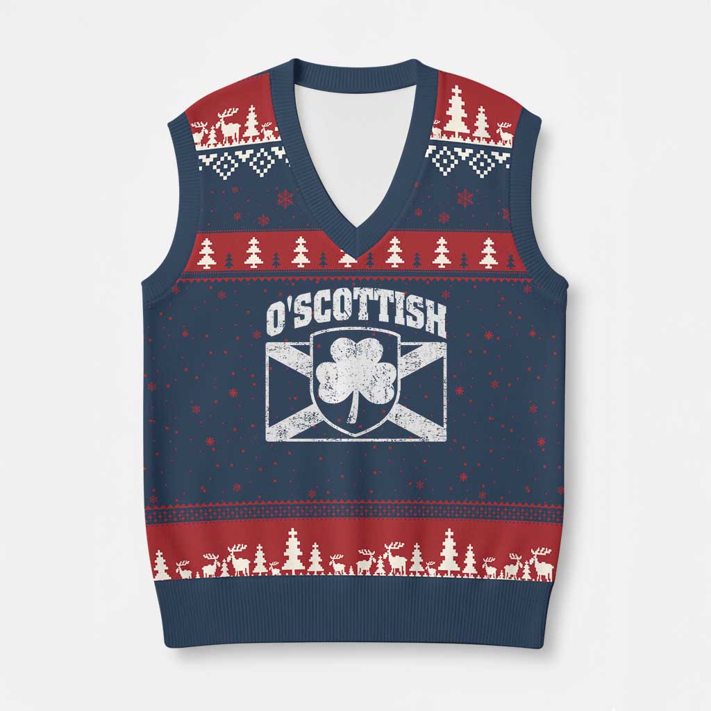 Irish-Scots Irish Scottish V-Neck Knit Sweater Vest O'Scottish Vintage Shamrock - Wonder Print Shop