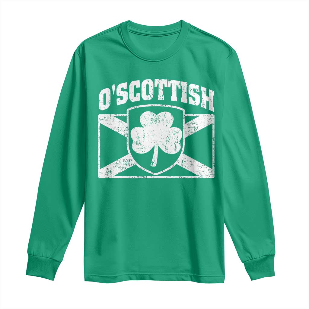 Irish-Scots Irish Scottish Long Sleeve Shirt O'Scottish Vintage Shamrock