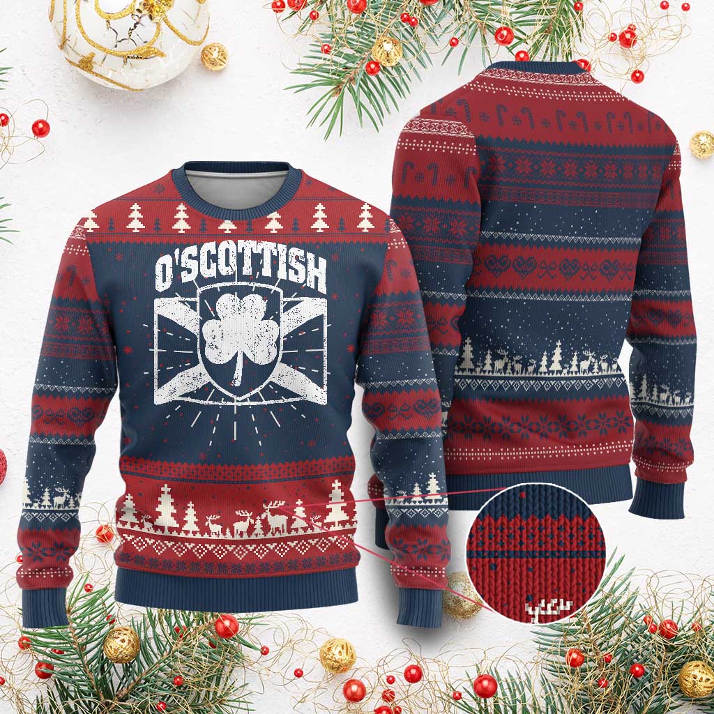 Irish-Scots Irish Scottish Knitted Sweatshirt O'Scottish Vintage Shamrock - Wonder Print Shop