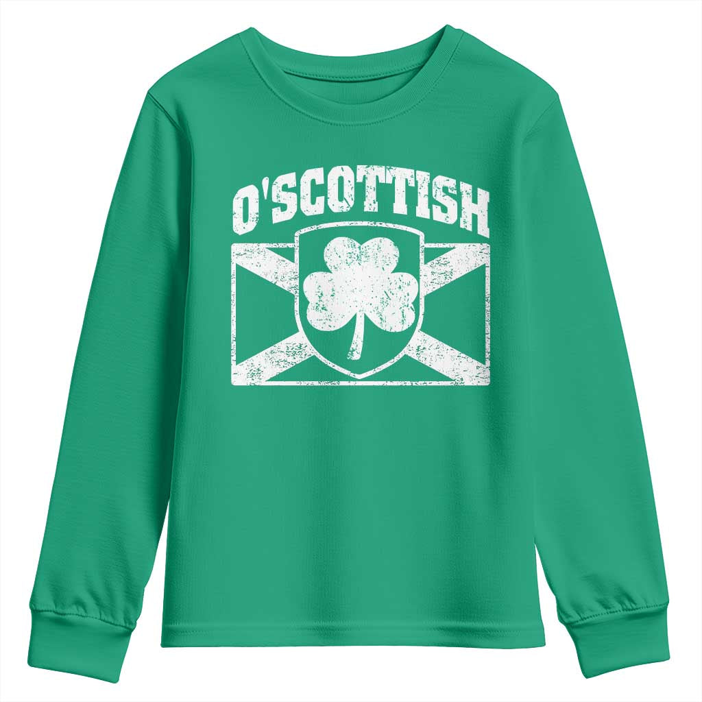 Irish-Scots Irish Scottish Youth Sweatshirt O'Scottish Vintage Shamrock