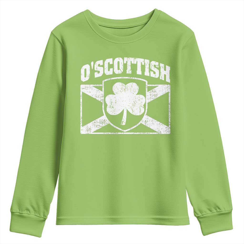Irish-Scots Irish Scottish Youth Sweatshirt O'Scottish Vintage Shamrock