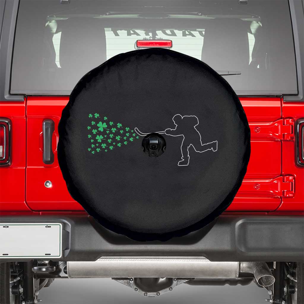 Funny St Patrick's Day Ice Hockey Shamrock Spare Tire Cover