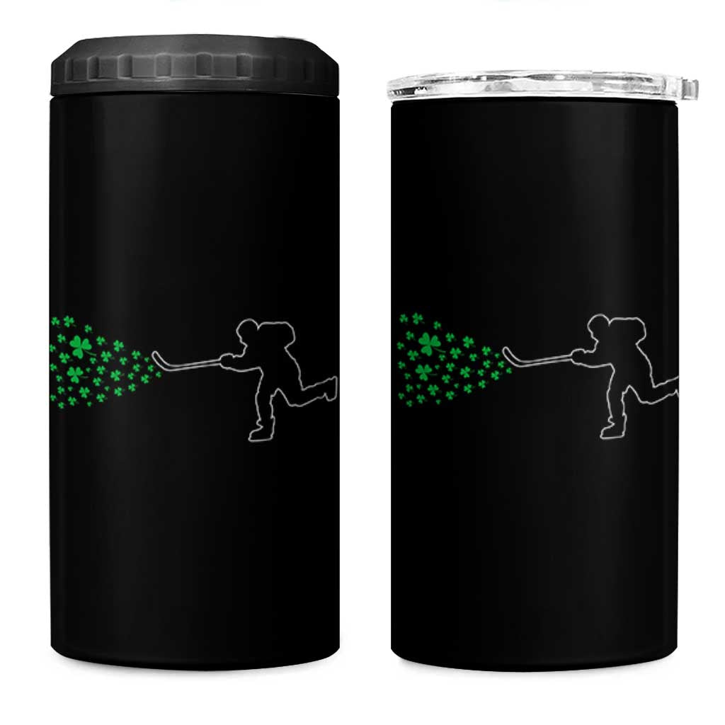 Funny St Patrick's Day Ice Hockey Shamrock 4 in 1 Can Cooler Tumbler