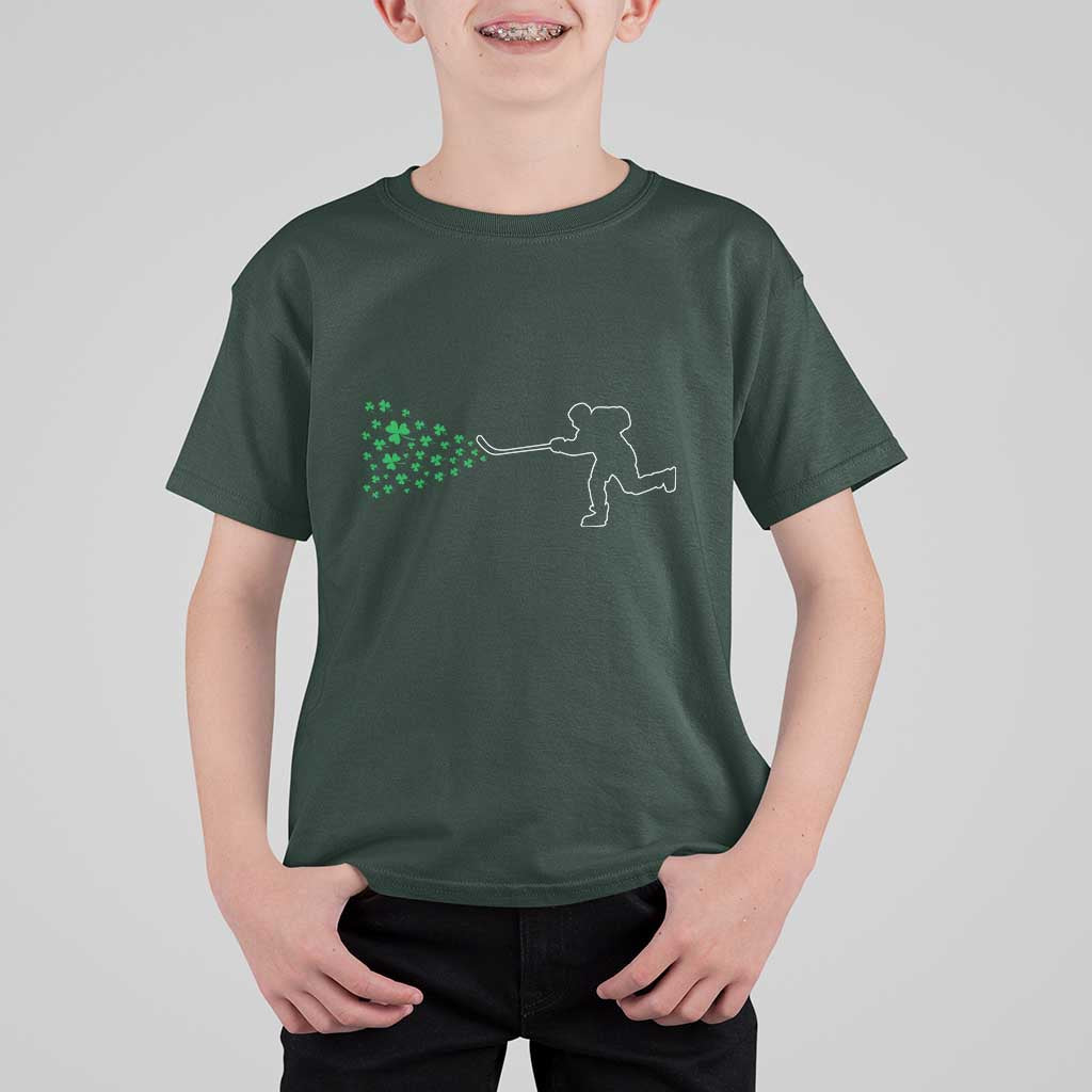 Funny St Patrick's Day Ice Hockey Shamrock T Shirt For Kid